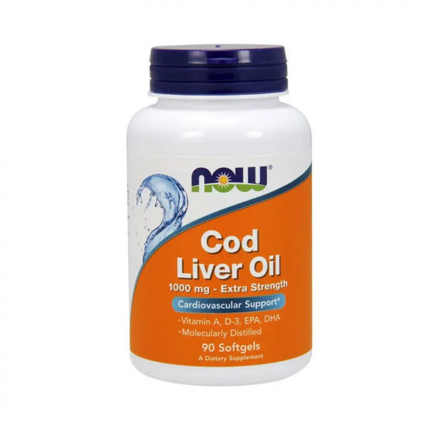 Cod Liver Oil 1000 mg extra strength "NOW"  (90 softgels)