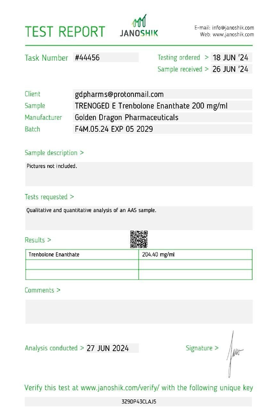 Хроматографічний аналіз Trenoged E Golden Dragon